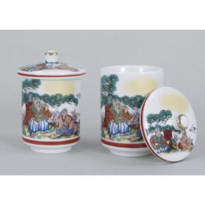 10-206: Teebecher-Set mit Deckel Takasago, ø = 6 cm; H = 10 cm / ø = 6 cm;  H = 10,5 cm