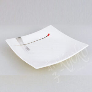 20-149b : Platte Kanzashi L, quadr., weiß, 21,5 x 21,5 cm