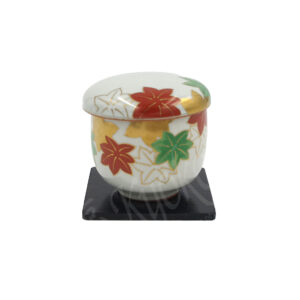 20-547P : Schälchen mit Deckel und Untersetzer, Chawanmushi Momiji, weiß/rot/grün/gold