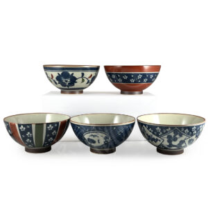 20-696: Reisschalen-Set Kosome, 5-fach sortiert, blau, ø = 11,5 cm; H = 6,5 cm