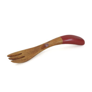 22-514 : Gabel, Holz, natur mit rot,12 x 2,5 cm