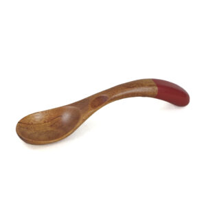 22-515 : Löffel, Holz, natur mit rot,12x3 cm