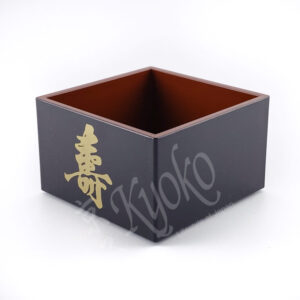 23-246 : Masu Kotobuki aus Lack, schwarz/rot, 8 x 8 cm; H = 5 cm