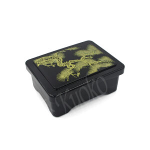 23-432 : Bentobox Kin Matsu o. Einsatz, rechteckig, schwarz mit Gold, 18 x 13,5 cm; 6,8 cm