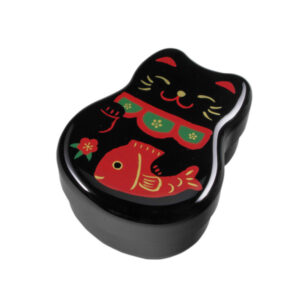 23-482 : Bentobox Maneki mit Gabel, schwarz, 11 x 14 cm; H = 7,5 cm