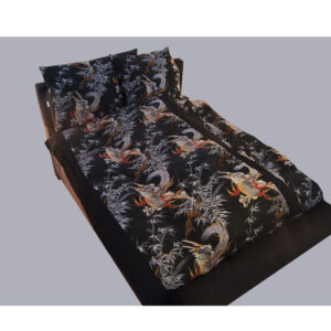 46-400 : Bettbezug Drache, Satin BW, 135 x 200 cm