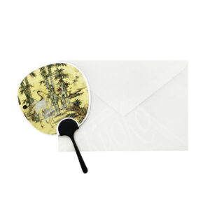 65-107 : Fächerkarte M, Bambus Tsuru 9x14 cm