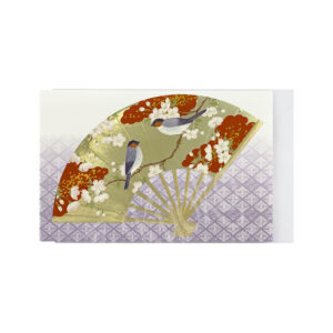 65-603 : Briefkarte 2 Vögel auf Fächer, 11,5x17,8cm
