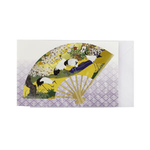 65-604 : Briefkarte 4 Kraniche auf Fächer, 11,5 x 17,8cm