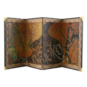 32-126 : Tisch-Screen Kouhakubai(Korin Ogata) , 4-tlg, 46x23 cm