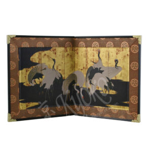 32-128 : Tisch-Screen Tsuru (Tanyu Kano),  2-tlg 14x27cm