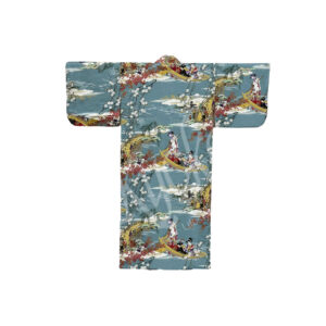 56-643: Kimono Ukiyoe blau
