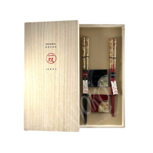 22-122 : 2:2 Hashi-Set Chirashi Holzstäbchen lackiert Keramik Stäbchenbank