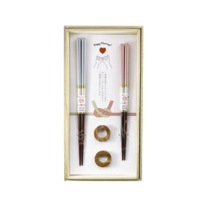 63168-6 : 2:2 Hashi-Set Pair, Holzstäbchen lackiert, Holzstäbchenbank, blau / pink