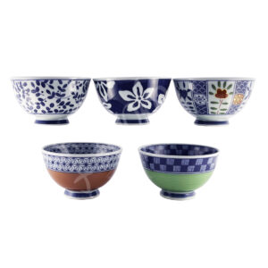 20-701 : 5 Reisschalen Set Some Nishiki Egawari