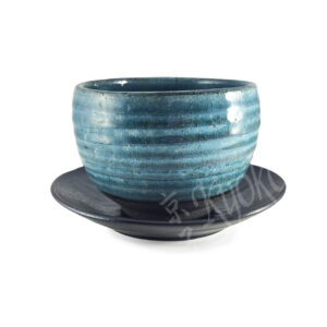 21-215: Teecup mit Unterteller, turk. blau